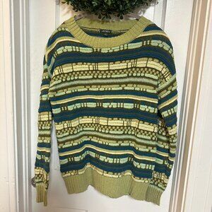 Wild Fable Green, Blue and Cream Sweater-XS